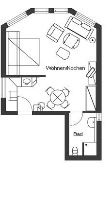 Grundriß - 1 Raum Apartment